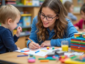 teacher with young student